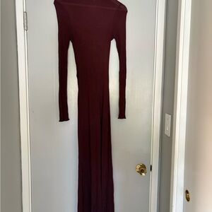 Nanushka Long Sleeve Maxi Dress in Burgundy